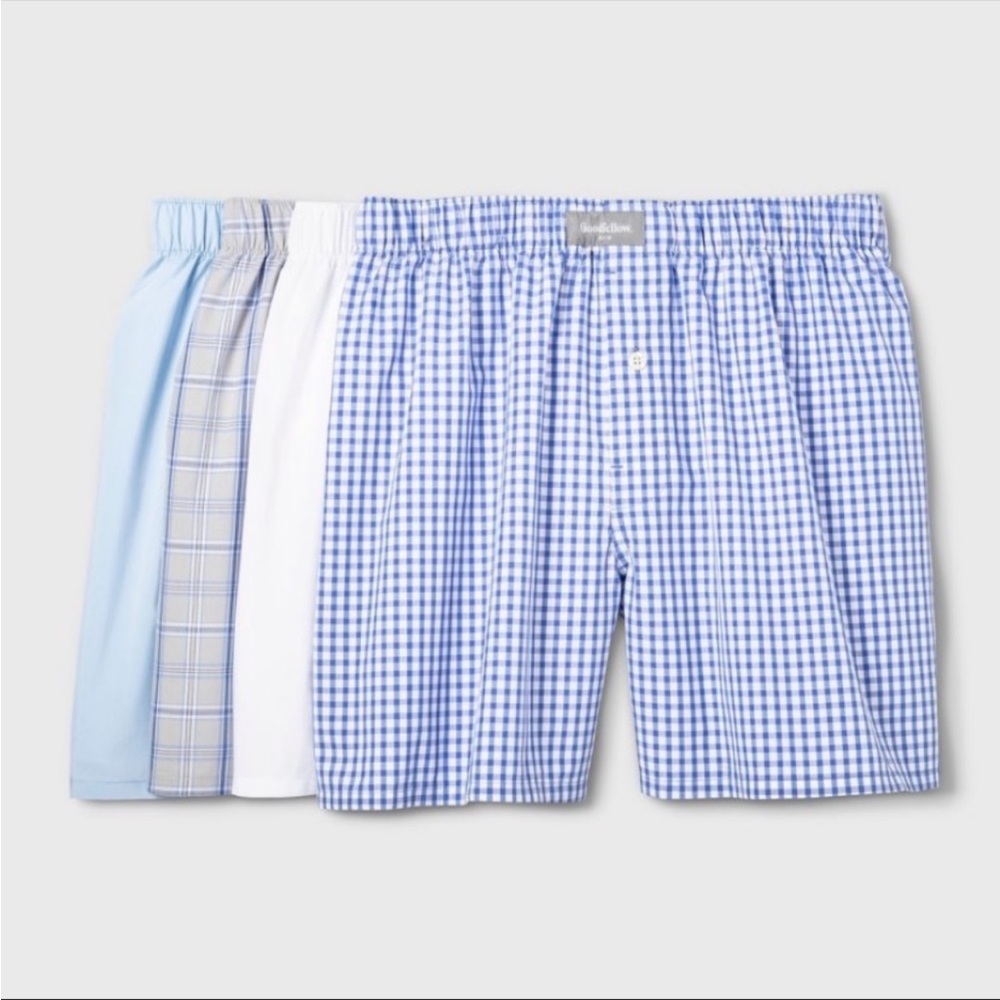 NEW! Goodfellow & Co Men's Woven Boxer Shorts 4pk Fly Button Tagless Size Small
